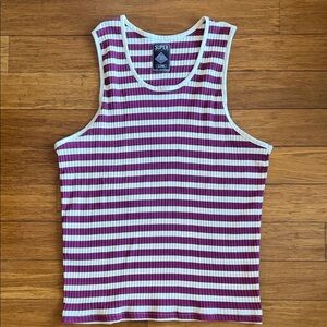 Super Men's Striped Tank Top - Purple and White